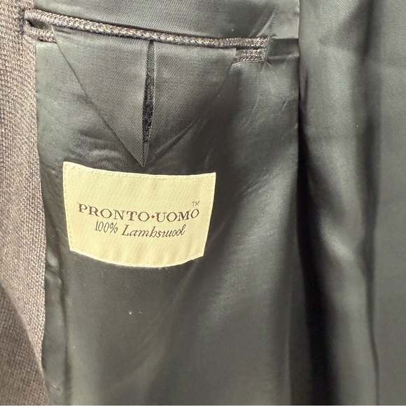 Pronto Uomo Suit Coat Blazer Gray Blue Size 56 R 100% Lambswool Two-button - Picture 6 of 9